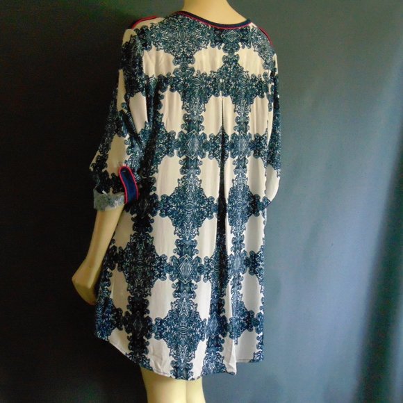 Soft Surroundings Cobalt Blue Pattern Tunic XL - Picture 3 of 5